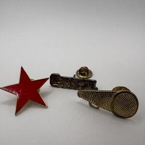 WinCraft Lapel Pin Set Red Star CAPT. Megaphone Cheer Captain Gold Tone USA